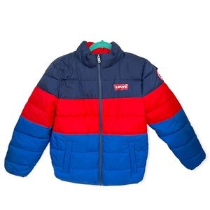 Levi’s boys, light weight color block puffer jacket